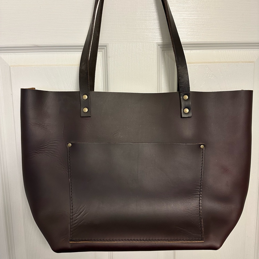 Portland Leather Goods Large tote with brown handles